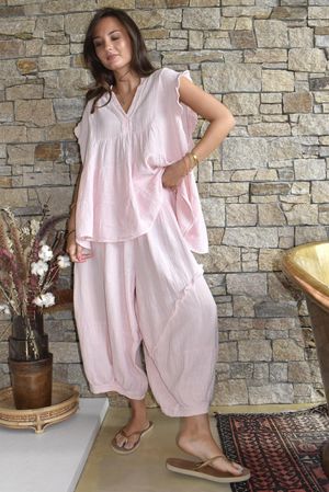 Tasha Cushion Cotton Driftwood Bloom Pant Seashell